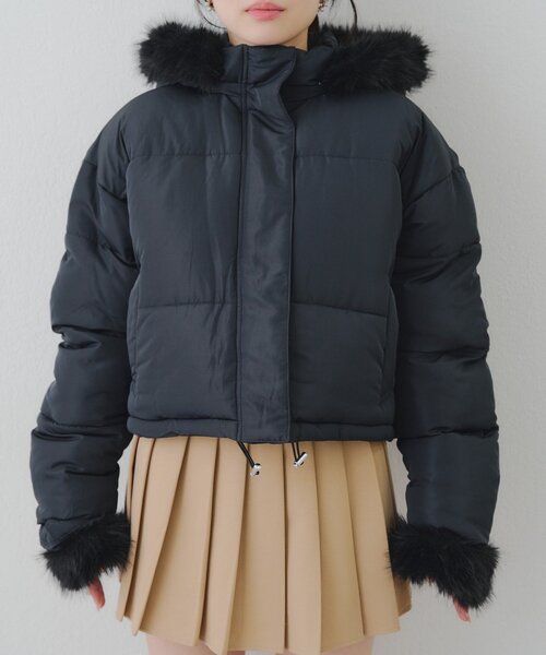 continuer de NICE CLAUP(コンティニューデナイスクラップ)の「フェイクファー付ZIPエコダウン(ブルゾン・レディース・ブラック/アイボリー/ピンク/ブラウン・FREE)」の18枚目の写真