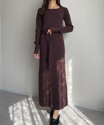 STRETA（ストレタ）の「【骨格ストレート向け】ベルト付きスクエアネックニットワンピース（ワンピース・レディース）」