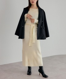 STRETA（ストレタ）の「【骨格ストレート向け】ベルト付きスクエアネックニットワンピース（ワンピース）」