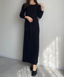 STRETA（ストレタ）の「【骨格ストレート向け】ベルト付きスクエアネックニットワンピース（ワンピース）」
