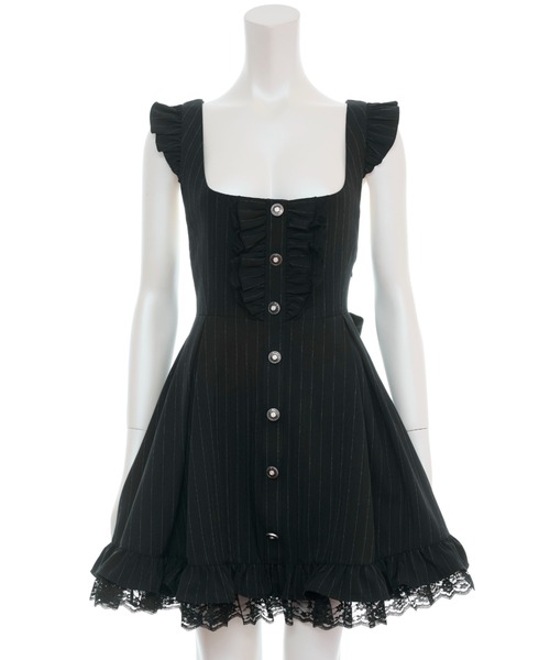 Secret Honey（シークレットハニー）の「ストライプジャンパードレス（スカート・レディース・ブラック/ワインレッド・MEDIUM）」の9枚目の写真