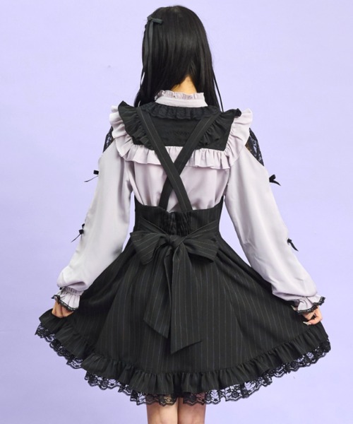 Secret Honey（シークレットハニー）の「ストライプジャンパードレス（スカート・レディース・ブラック/ワインレッド・MEDIUM）」の7枚目の写真