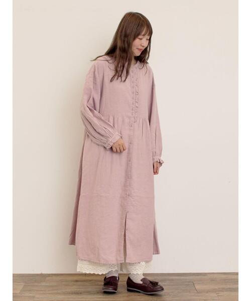 Cross×Linen】フリルワンピース《S/Mサイズ》（ワンピース）｜Samansa