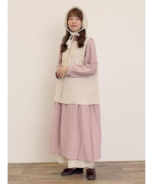 Samansa Mos2（サマンサ モスモス）の「【Cross×Linen】フリルワンピース《S/Mサイズ》（ワンピース・レディース・キナリ/ベージュ/ピンク/チャコールグレー/ブルー・S/M）」の21枚目の写真