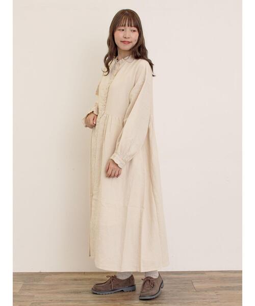 セール】【Cross×Linen】フリルワンピース《S/Mサイズ》（ワンピース