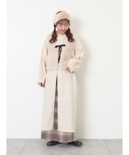 Samansa Mos2（サマンサ モスモス）の「【Cross×Linen】フリルワンピース《S/Mサイズ》（ワンピース・レディース・キナリ/ベージュ/ピンク/チャコールグレー/ブルー・S/M）」の6枚目の写真