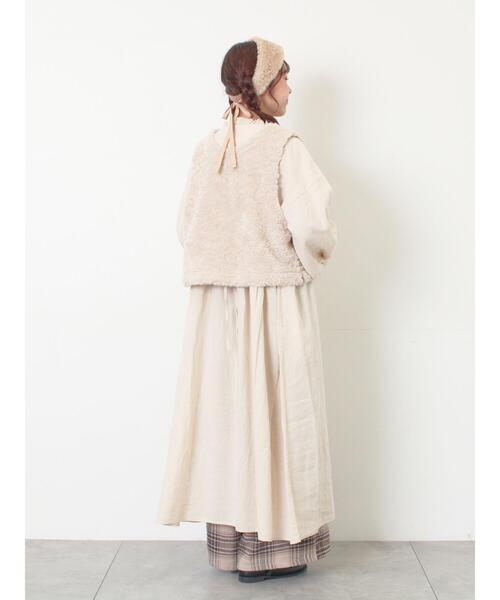 Samansa Mos2（サマンサ モスモス）の「【Cross×Linen】フリルワンピース《S/Mサイズ》（ワンピース・レディース・キナリ/ベージュ/ピンク/チャコールグレー/ブルー・S/M）」の7枚目の写真