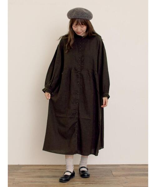 Samansa Mos2（サマンサ モスモス）の「【Cross×Linen】フリルワンピース《S/Mサイズ》（ワンピース・レディース・キナリ/ベージュ/ピンク/チャコールグレー/ブルー・S/M）」の10枚目の写真