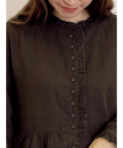 Samansa Mos2（サマンサ モスモス）の「【Cross×Linen】フリルワンピース《S/Mサイズ》（ワンピース・レディース・キナリ/ベージュ/ピンク/チャコールグレー/ブルー・S/M）」の12枚目の写真