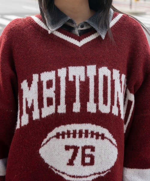 WEGO（ウィゴー）の「WEGO/フラッフィーVネックニットBIGプルオーバー（ニット/セーター・レディース・アッシュグレー/ネイビー/ワイン/ホワイト/ダークネイビー・FREE）」の20枚目の写真