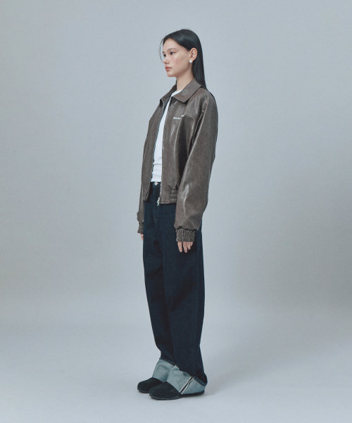 Rest&Recreation(レストアンドレクリエーション)の「FAUX LEATHER BLOUSON - BROWN(ライダースジャケット・レディース・その他・ONE)」の2枚目の写真