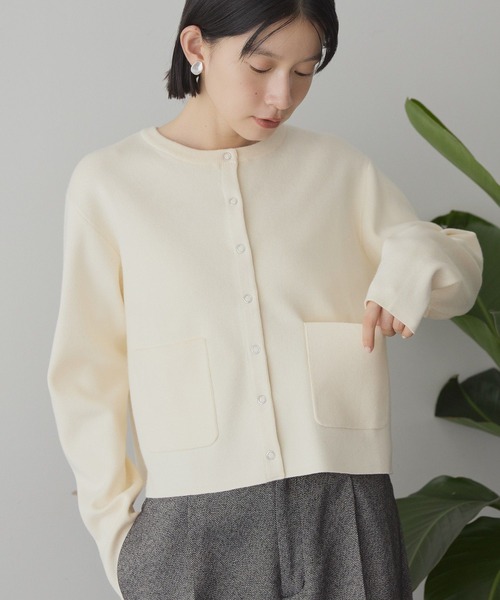 AMERICAN HOLIC（アメリカンホリック）の「バイパチリングドットニットカーディガン（カーディガン/ボレロ・レディース・杢グレー/アイボリー/ブラック/パープル/その他7・M/L）」の2枚目の写真