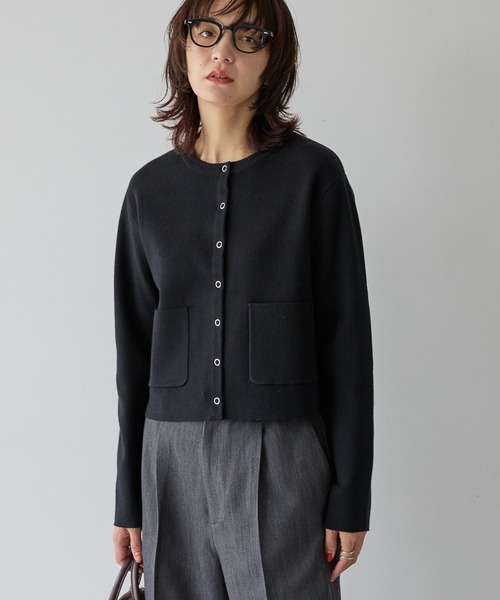 ブラック柄 棉カーディガン バイパチリングドットニットカーディガン（カーディガン/ボレロ