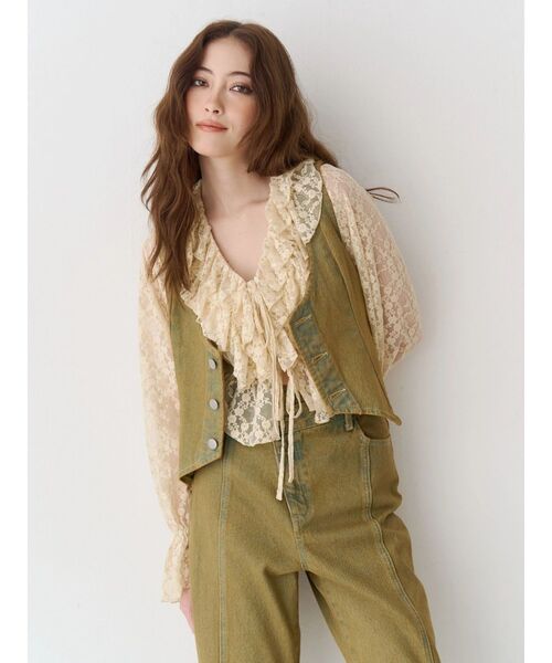 EVRIS(エヴリス)の「ヴィンテージライクデニムベスト【セットアップ着用可能】春服(テーラードジャケット・レディース・ベージュ/インディゴブルー・FREE)」の20枚目の写真