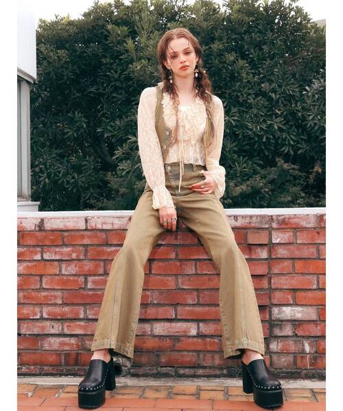 EVRIS(エヴリス)の「ヴィンテージライクデニムベスト【セットアップ着用可能】春服(テーラードジャケット・レディース・ベージュ/インディゴブルー・FREE)」の9枚目の写真