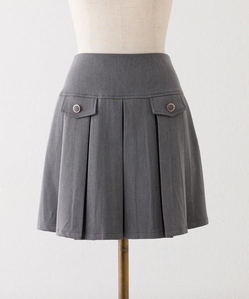 one after another NICE CLAUP（ワンアフターアナザーナイスクラップ）の「【S/Mサイズ展開】金ボタンプリーツミニスカート（スカート・レディース・ブラック系/ベージュ/ブラック系その他/杢グレー・SMALL/MEDIUM）」の14枚目の写真