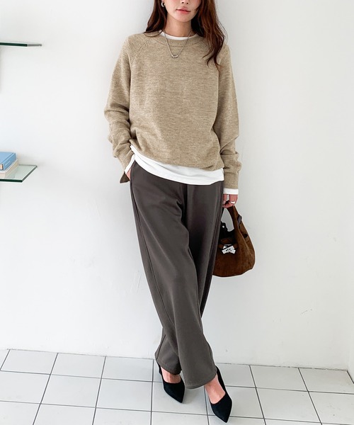 by LEGNA（バイレグナ）の「ツイル調裏起毛カーブパンツ（その他パンツ・レディース・ブラック/グレイッシュベージュ/ネイビー/ダークブラウン・MEDIUM/LARGE）」の21枚目の写真