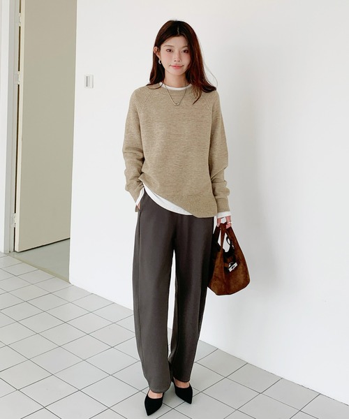 by LEGNA（バイレグナ）の「ツイル調裏起毛カーブパンツ（その他パンツ・レディース・ブラック/グレイッシュベージュ/ネイビー/ダークブラウン・MEDIUM/LARGE）」の22枚目の写真