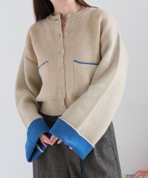 cepo | アルパカタッチダブルフェイス袖配色カーディガン(カーディガン/ボレロ)
