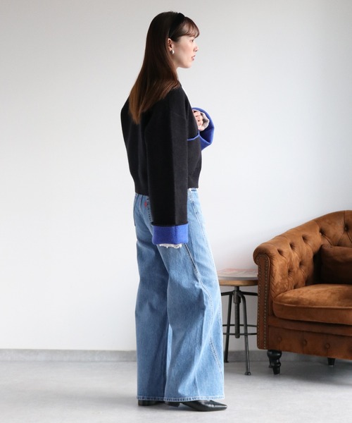 cepo（セポ）の「アルパカタッチダブルフェイス袖配色カーディガン（カーディガン/ボレロ・レディース・ブラック/チャコール/アイボリー・M）」の17枚目の写真