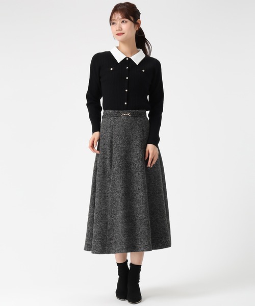 MISCH MASCH（ミッシュマッシュ）の「2025秋冬新作 ビット付きベルトフレアスカート（スカート・レディース・ブラック×ホワイト/ベージュ/チャコールグレー・S/M）」の15枚目の写真