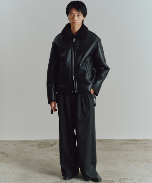 WYM LIDNM(ウィム バイ リドム)の「B-6 FAUX MOUTON BLOUSON(ブルゾン・メンズ・ダークブラウン/ブラック・S/M/L)」の3枚目の写真