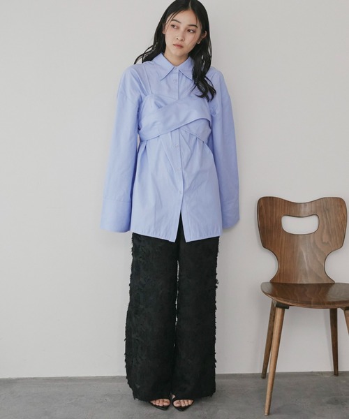 Doux archives（ドゥアルシーヴ）の「【ZOZO限定】ボタニカルカットジャガードパンツ（その他パンツ・レディース・ブラック/アイボリー・FREE）」の9枚目の写真