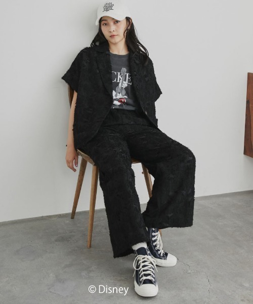 Doux archives（ドゥアルシーヴ）の「【ZOZO限定】ボタニカルカットジャガードパンツ（その他パンツ・レディース・ブラック/アイボリー・FREE）」の4枚目の写真