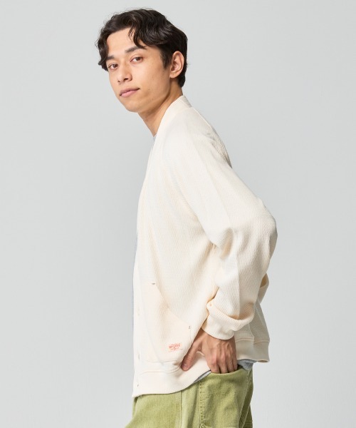 KRIFF MAYER（クリフメイヤー）の「ハニカムワッフルVカーデ（カーディガン/ボレロ・メンズ・ナチュラル/ネイビー/オリーブ/チャコール/グレー・LARGE/X-LARGE/MEDIUM）」の16枚目の写真