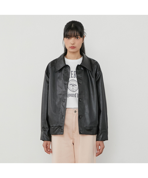 PLASTIC ISLAND(プラスティックアイランド)の「Faux leather jacket PQ3WJ383(ライダースジャケット・レディース・ブラック・SMALL/MEDIUM)」の2枚目の写真