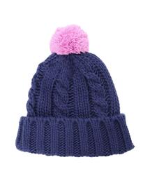 Samansa Mos2 Lagom | 配色ポンポンニット帽(ハット)