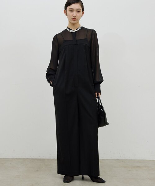 GALLARDAGALANTE（ガリャルダガランテ）の「シアーコンビネゾン（サロペット/オーバーオール・レディース・ベージュ/ブラック・FREE）」の2枚目の写真