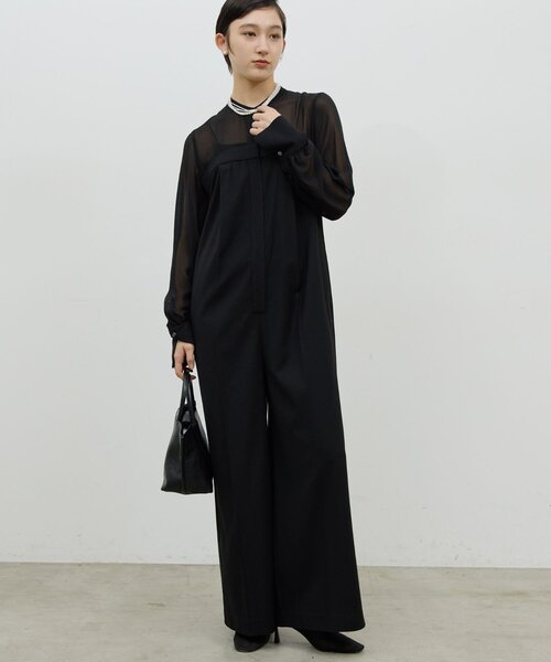 GALLARDAGALANTE（ガリャルダガランテ）の「シアーコンビネゾン（サロペット/オーバーオール・レディース・ベージュ/ブラック・FREE）」の3枚目の写真