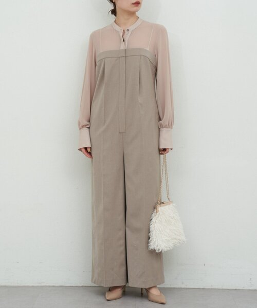 GALLARDAGALANTE（ガリャルダガランテ）の「シアーコンビネゾン（サロペット/オーバーオール・レディース・ベージュ/ブラック・FREE）」の7枚目の写真