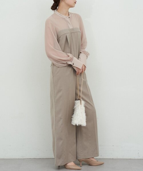 GALLARDAGALANTE（ガリャルダガランテ）の「シアーコンビネゾン（サロペット/オーバーオール・レディース・ベージュ/ブラック・FREE）」の8枚目の写真