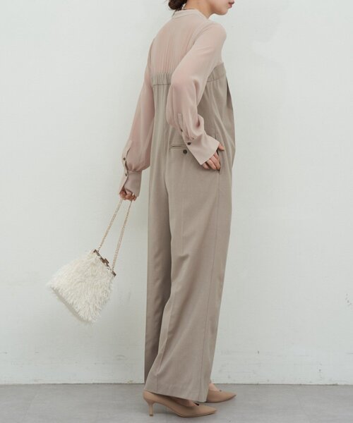 GALLARDAGALANTE（ガリャルダガランテ）の「シアーコンビネゾン（サロペット/オーバーオール・レディース・ベージュ/ブラック・FREE）」の9枚目の写真