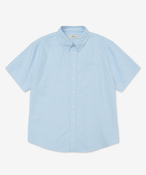 YALE(イェール)の「Yロゴオーバーサイズオックスフォードシャツ_ブルー(シャツ/ブラウス・レディース・その他・SMALL/MEDIUM/LARGE/X-LARGE)」の1枚目の写真