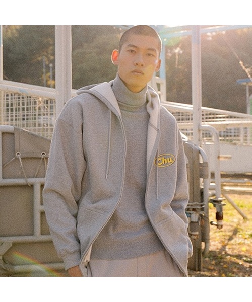 Chubasco(チュバスコ)の「Chu pull zipup Hoodie CH303(パーカー・メンズ・ライトグレー・MEDIUM/LARGE)」の1枚目の写真
