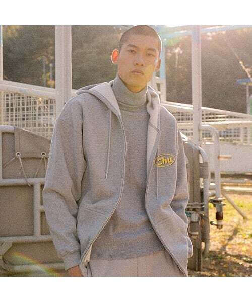 Chubasco(チュバスコ)の「Chu pull zipup Hoodie CH303(パーカー・メンズ・ライトグレー・MEDIUM/LARGE)」の2枚目の写真