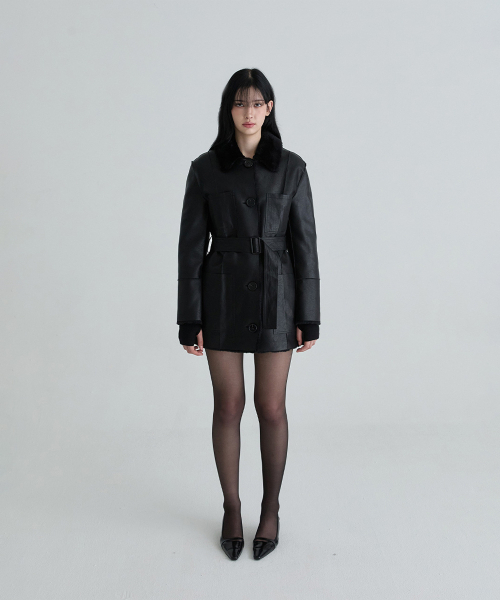 NOT YOUR ROSE（ノットユアローズ）の「リバーシブルレザームートン（ブラック）（ムートンコート・レディース・その他・SMALL/MEDIUM）」の2枚目の写真