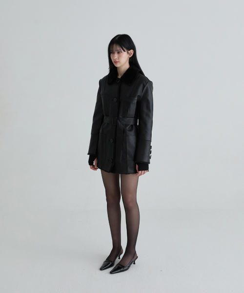 NOT YOUR ROSE（ノットユアローズ）の「リバーシブルレザームートン（ブラック）（ムートンコート・レディース・その他・SMALL/MEDIUM）」の3枚目の写真