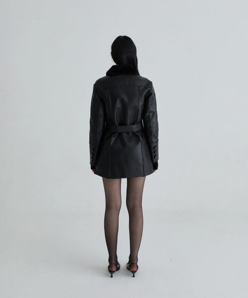 NOT YOUR ROSE（ノットユアローズ）の「リバーシブルレザームートン（ブラック）（ムートンコート・レディース・その他・SMALL/MEDIUM）」の4枚目の写真