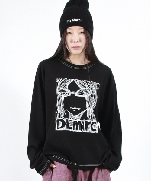 DEMARC(ドゥマーク)の「MARC ILLUST STITCH BOXY LONG SLEEVE - Black(Tシャツ/カットソー・レディース・その他・MEDIUM/LARGE)」の2枚目の写真