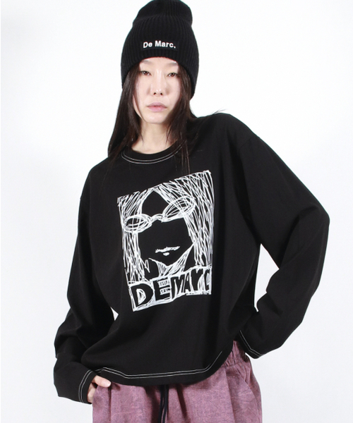 DEMARC(ドゥマーク)の「MARC ILLUST STITCH BOXY LONG SLEEVE - Black(Tシャツ/カットソー・レディース・その他・MEDIUM/LARGE)」の3枚目の写真