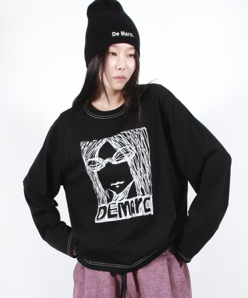 DEMARC(ドゥマーク)の「MARC ILLUST STITCH BOXY LONG SLEEVE - Black(Tシャツ/カットソー・レディース・その他・MEDIUM/LARGE)」の4枚目の写真