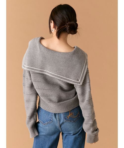 LILY BROWN(リリーブラウン)の「セーラーカラーニットトップス(ニット/セーター・レディース・グレー/アイボリー/その他・F)」の5枚目の写真