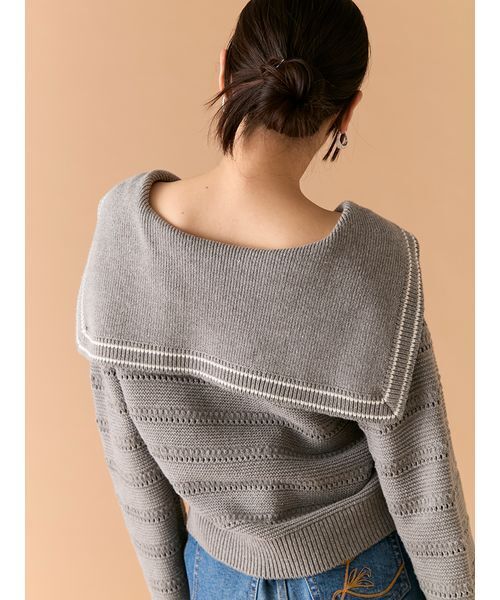LILY BROWN(リリーブラウン)の「セーラーカラーニットトップス(ニット/セーター・レディース・グレー/アイボリー/その他・F)」の11枚目の写真