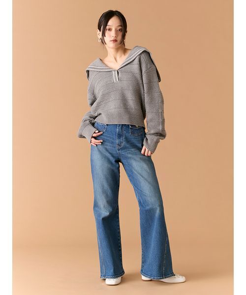 LILY BROWN(リリーブラウン)の「セーラーカラーニットトップス(ニット/セーター・レディース・グレー/アイボリー/その他・F)」の12枚目の写真