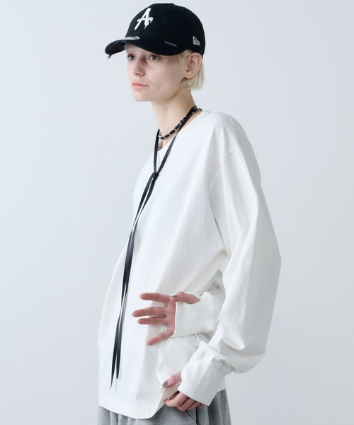 AFF AIVER(エイエフエフアイバー)の「AFF AIVER 16/-ウォッシュ天竺ワイドスリーブL/S TEE(Tシャツ/カットソー・メンズ・ブラック/オフホワイト/チャコールグレー・SMALL/MEDIUM/LARGE)」の2枚目の写真