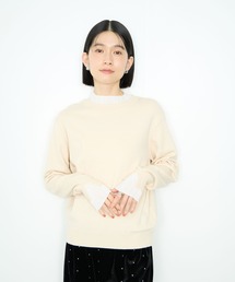 Idnes 襟プリーツドッキングニット